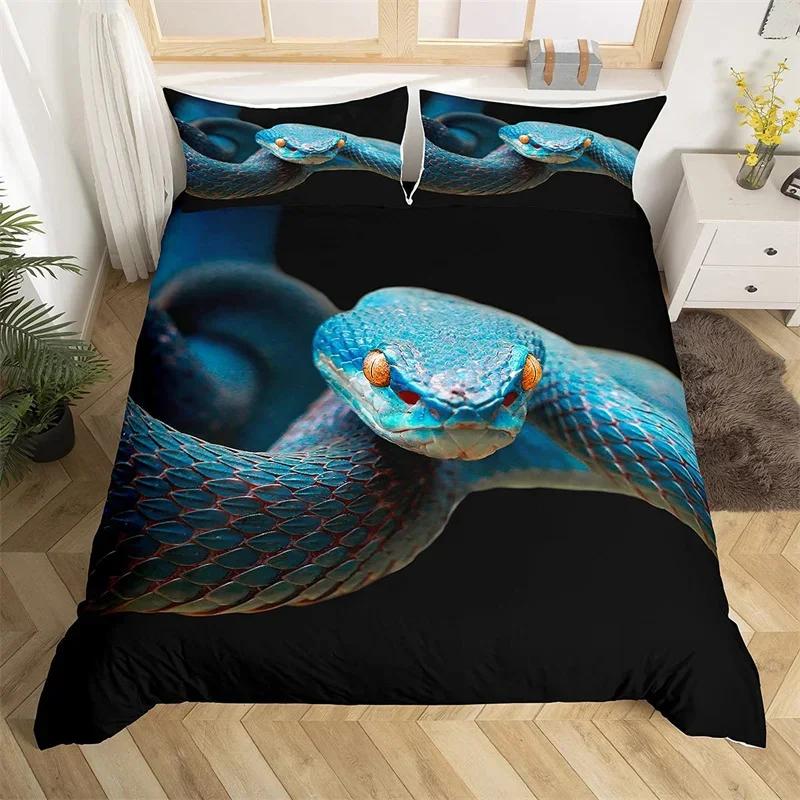 Snake Soft Duvet Cover Romantic Red Rose Floral Beding Set Microfiber Wild Animal Warm Comforter Cover Single King Quen For Children Kids Adult People