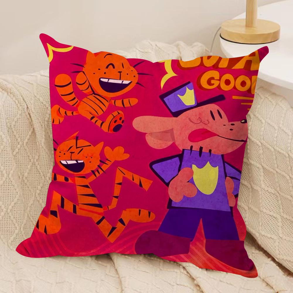 DOG MAN Anime Cushion Cover Soft Plush Fabric Double-Sided Printed Sofa Cushion Cover for All Seasons Home Decor Gift