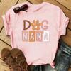 T-Shirt mit Aufdruck „Dog Mama“ für Damen, Rundhalsausschnitt