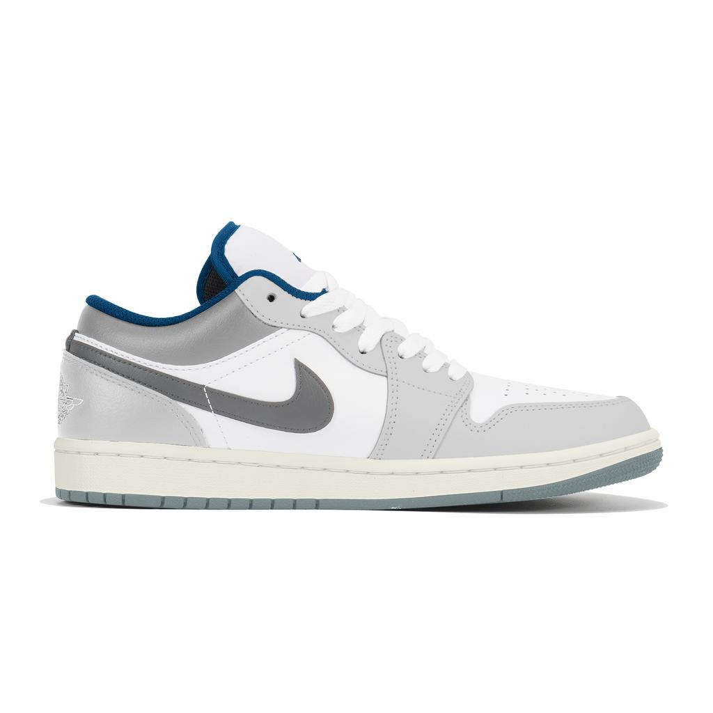 Jordan Air Jordan 1 Cushioning, Wear Resistant Low Top Vintage Basketball Shoes Unisex Gray White FN5214-141(Team210-)