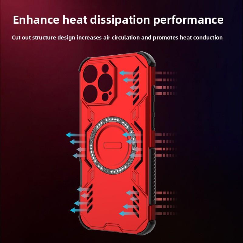Suitable for iPhone16ProMax anti-drop mobile phone case, heat dissipation magnetic suction, Apple 15 Apple 16 mobile phone case protective case.