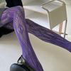 Women Breathable Fishnet Pantyhose Fashion Personality Pattern Lace Tights Hollow Out Mesh Sexy Ladies Long Stockings Female