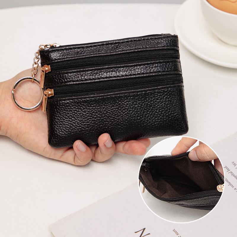 2025 Lightweight Minimalist Mini Coin Purse & Key Holder - Solid Color PU Polyester Fiber