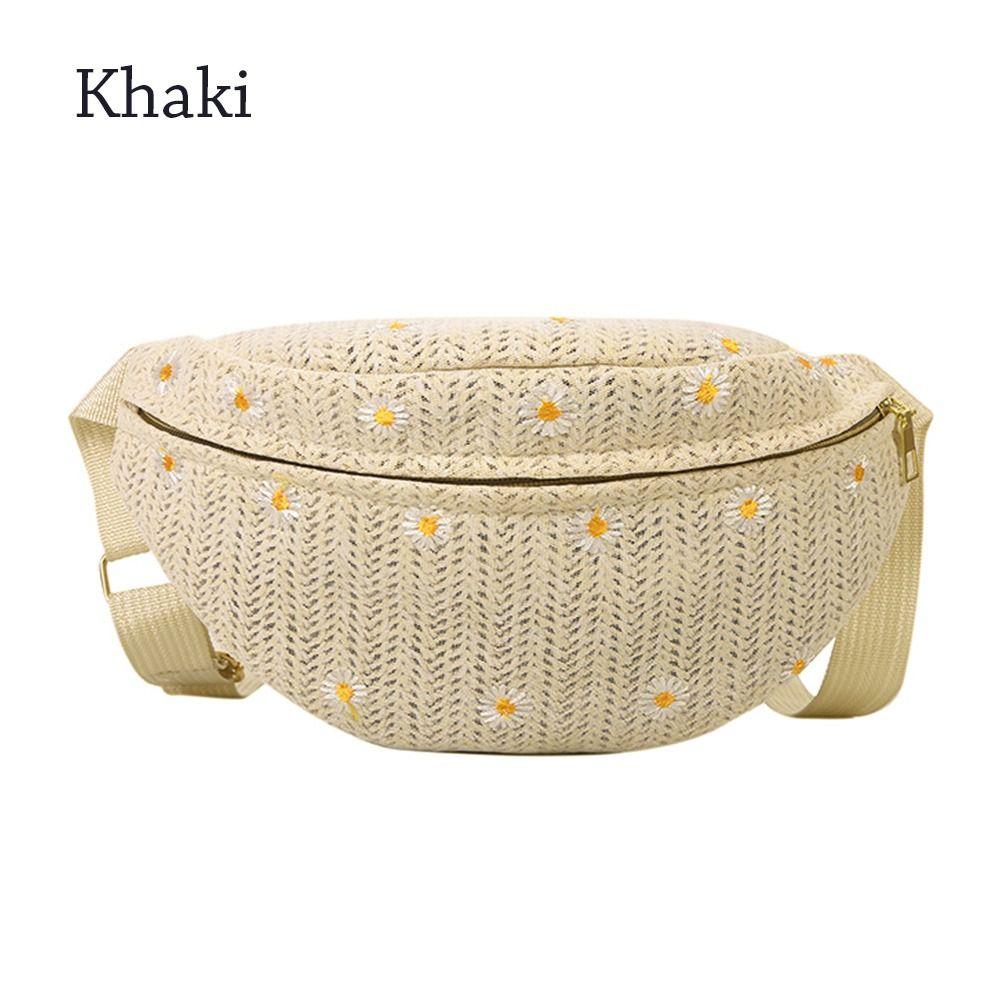 

Women Ladies Straw Woven Crossbody Bags Chest Bag Fanny Pack Waist Bag хаки