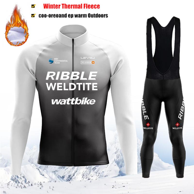 Thermal Fleece Bike Jersey + Bib Pants, Long Sleeve Cycling Clothing Sets Man Black Cycling Clothing 2026 Winter Fleece Warm Cycling Suit Set