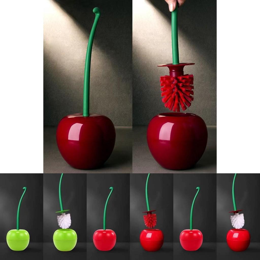 Long-handled Soft Bristle Toilet Brush Set Cherry Toilet Brush For Daily Household Cleaning Creative Plastic Cleaning Brush For Toilet