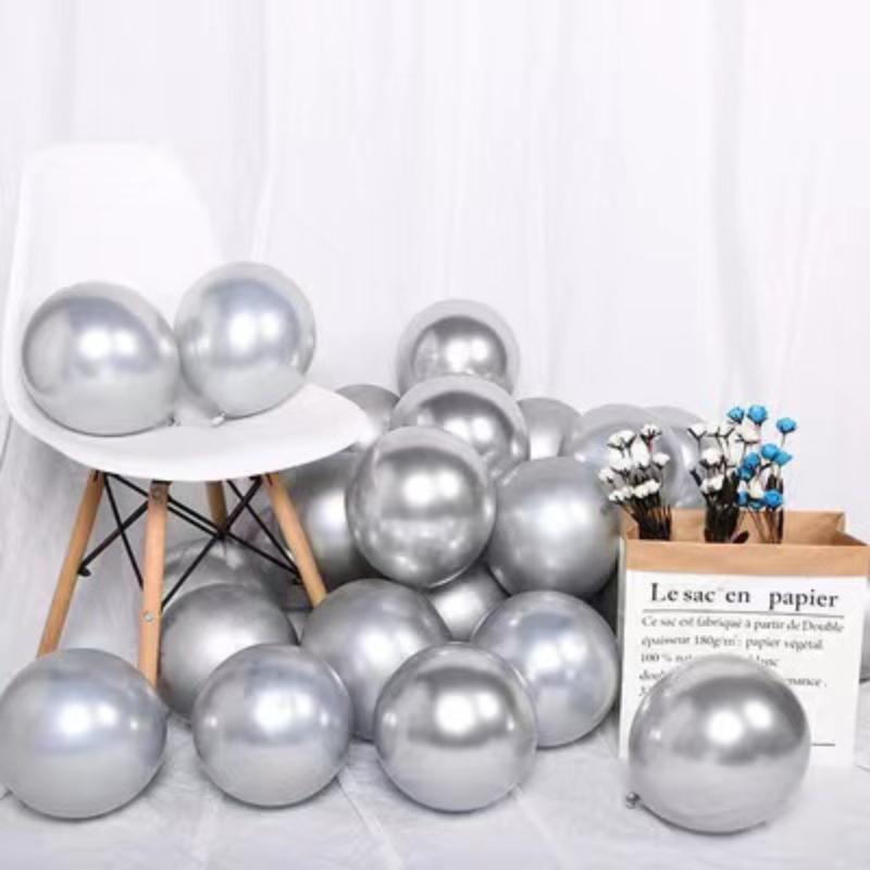 20/50Pcs Versatile Metallic Chrome Silver Grey Balloons High Shine Latex Balloons for All Kinds of Party Supplies