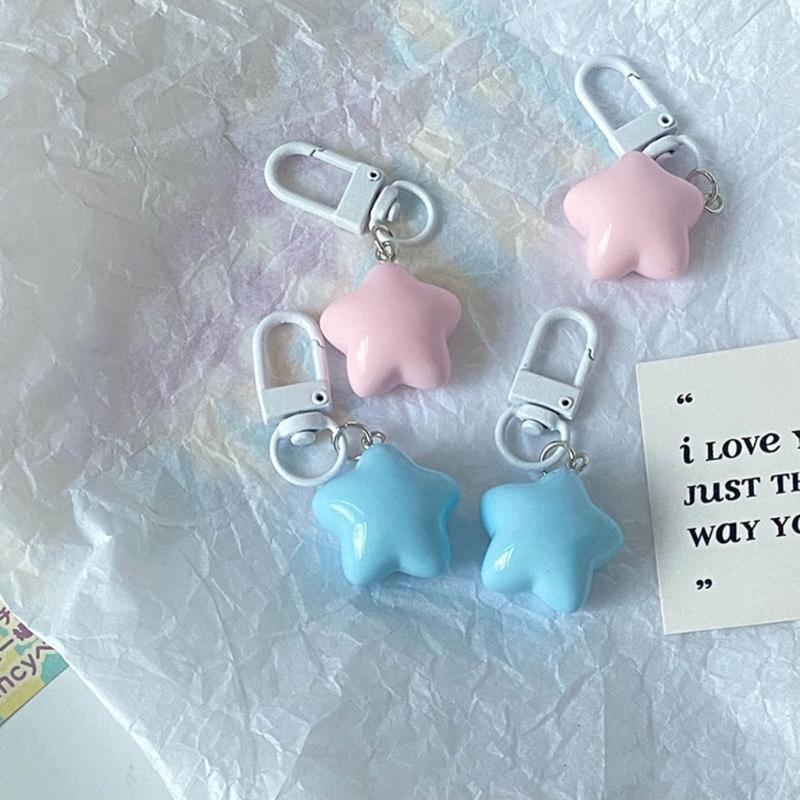 Acrylic Phone Pendant Chubby Color Five-Pointed Star Y2k Girl Heart Phone Buckle Niche Keychain Handmade Beads Trinket