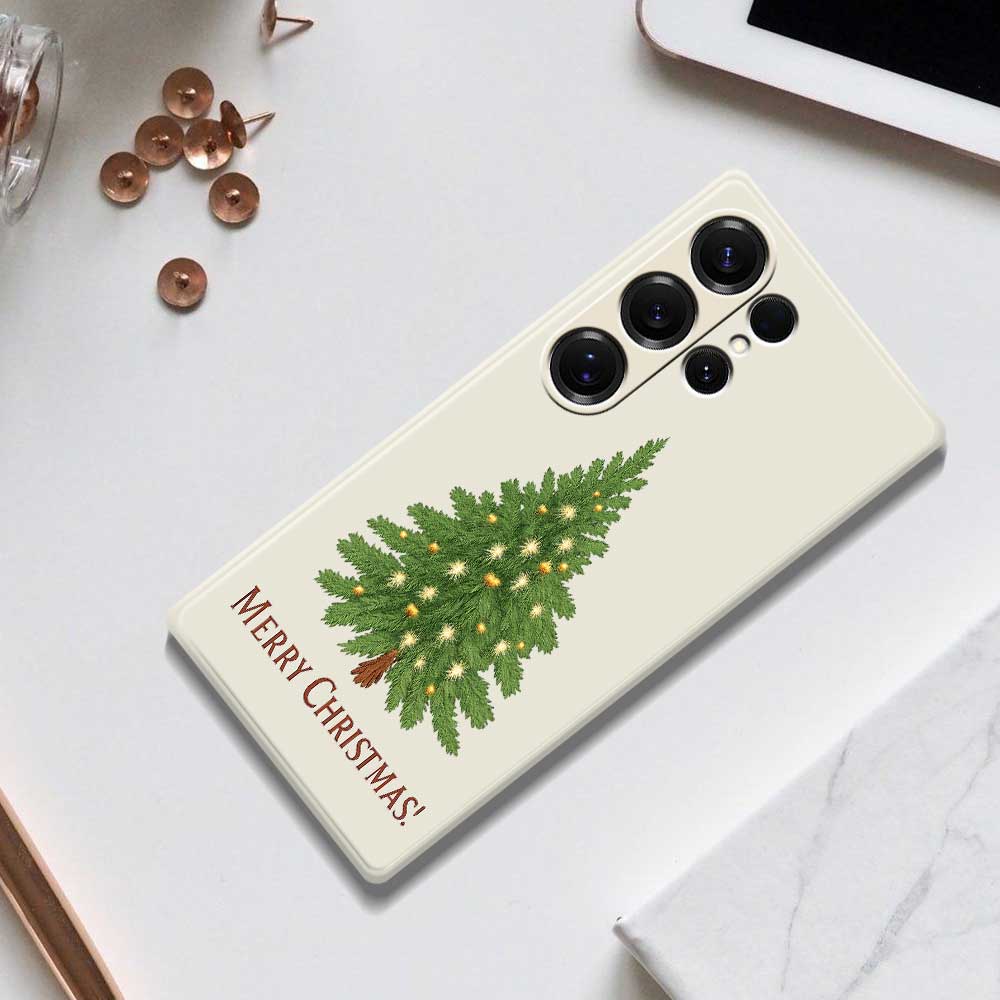 For Samsung Galaxy S25 Ultra Case Christmas Tree Pattern Printing Straight Edge TPU Phone Back Cover