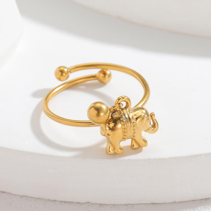 18K Gold Multi-Element Stainless Steel Pendant Ring - Fashionable High-End Design