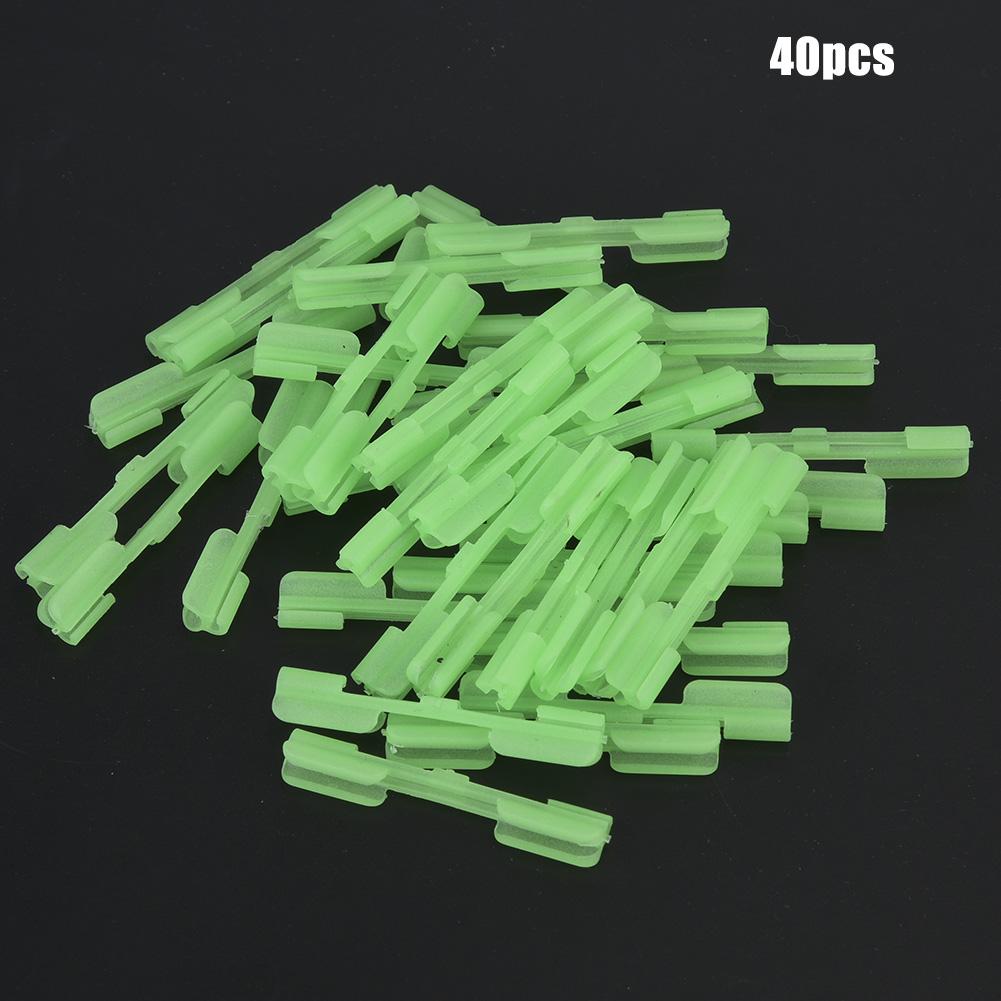 40 PCS Light Stick Clip on Holder Fit Rod Tip Night Fishing Fluorescent Glow Sticks (M)