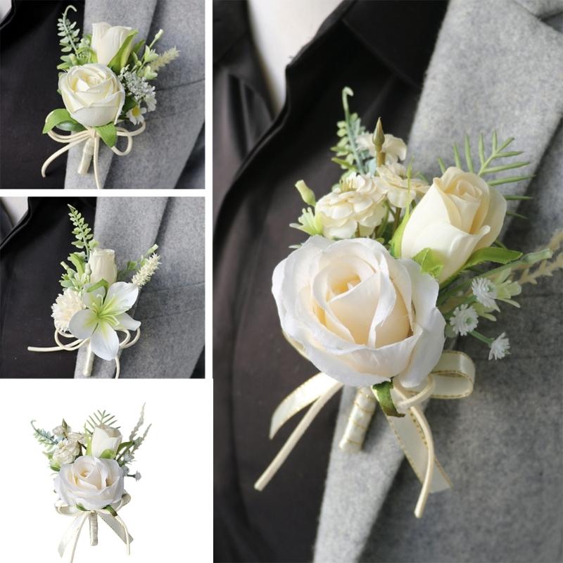 Wedding Boutonnieres Flower Decoration Corsage Flower Artificial Floral Wedding Props Elegant Flower Decors
