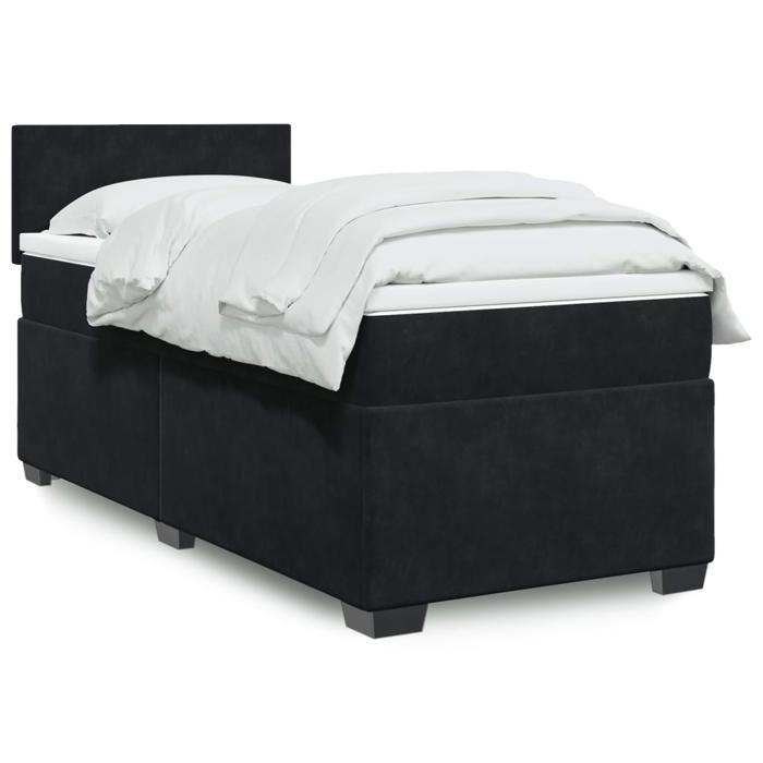 VidaXL Sommier à lattes de lit et matelas Noir 80x200 cm Velours, lit, lit à plate-forme, lit à panneaux, meuble de chambre 3288458