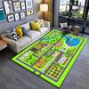 Colorful Town Map with Circus and School Non-slip Rug Suitable for Living Room and Bedroom Sofas.