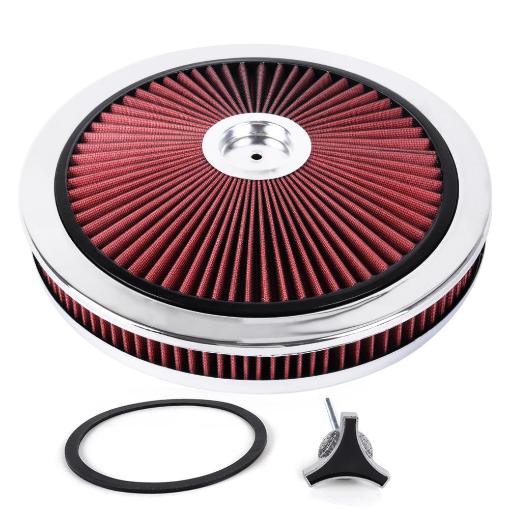 RASTP- Universal Air Cleaner Filter 14" Wide 2" Tall With Super Flow Thru Lid Washable Round 5-1/8-inch Neck Flange OFI178