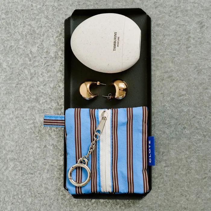 Keyring Pouch - Striped Dark Blue