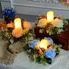5Pcs Simulated Rose Flower Candlestick Wreath Small Candle Rings Dining Table Centerpieces Decoration Wedding Props