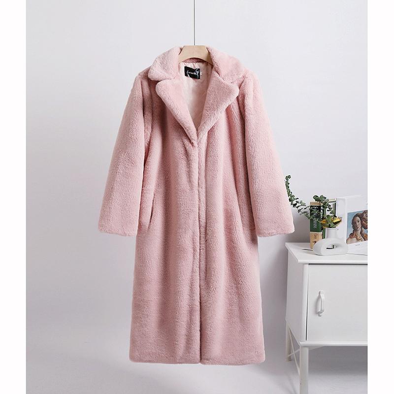 Winter Women Fur Coats Long Fur Loose Lapel Over Coat Thick Warm Plus Size