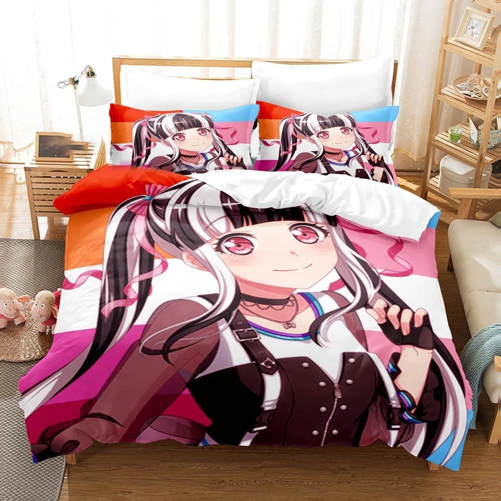 Raise A Suilen Reona Nyubara Bettwäsche-Set für Jungen und Mädchen, Twin-Queen-Size-Bett, Bettbezug, Kissenbezug, Bett, Kinder, Erwachsene, Heimtextilien