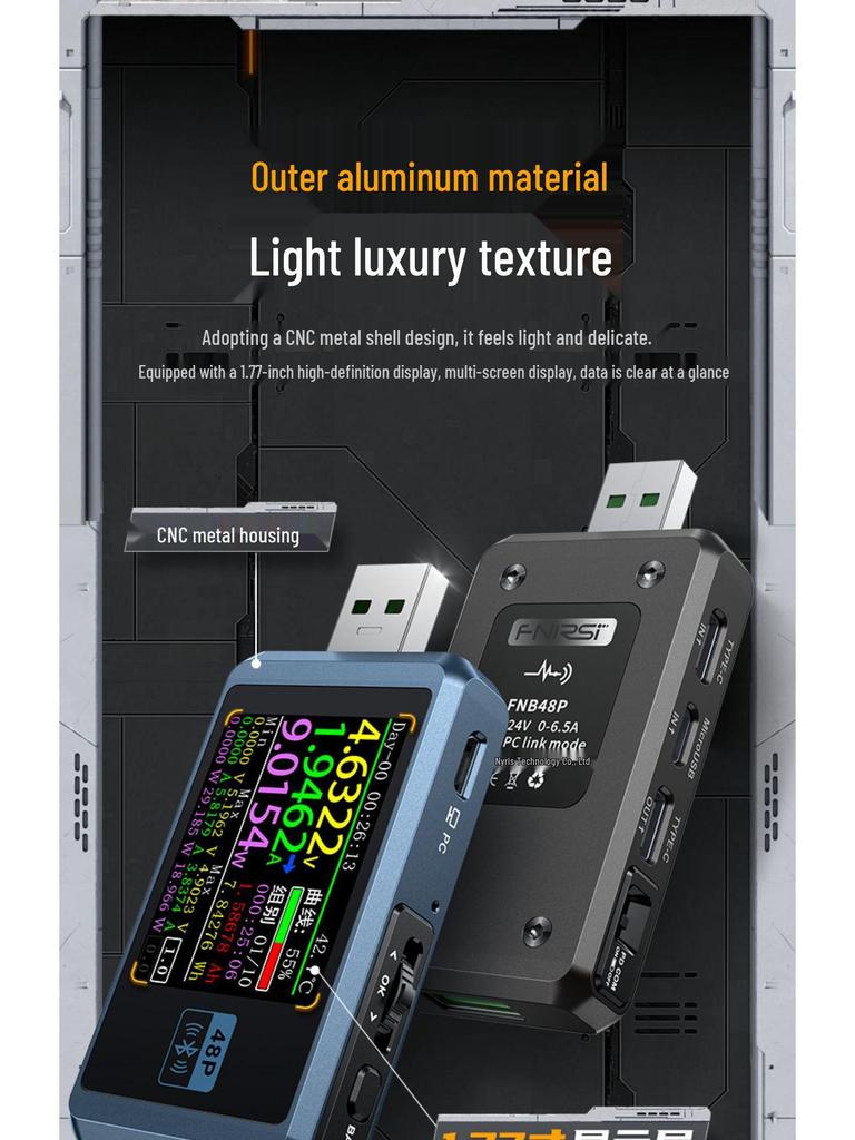 FNIRSI-FNB48P USB Charger Detector: Mobile DC Voltmeter/Ammeter for Fast Charging Power Test