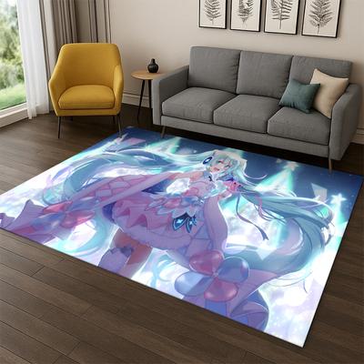 Music Girl M-MIKU Cartoon Carpet Rug for Playroom Bedroom Living Room Sofa Home Decor,kid Game Area Rug Non-slip Floor Mat