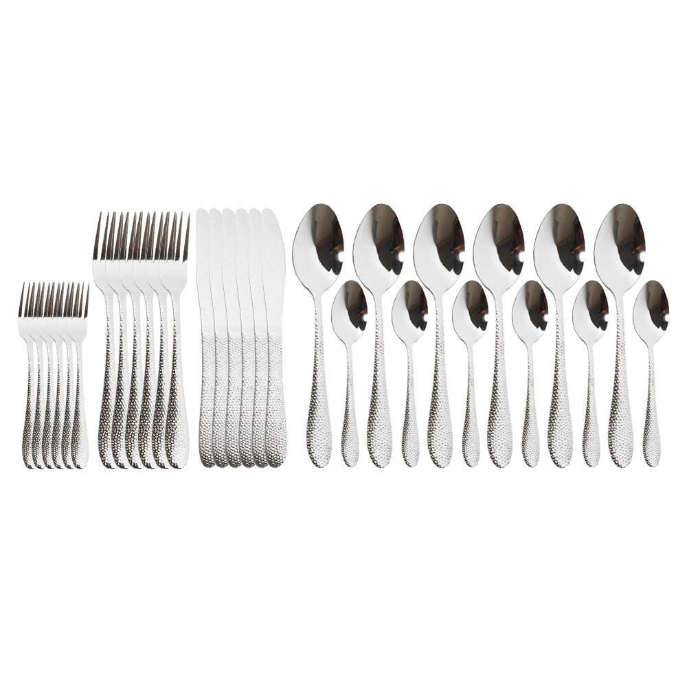 

30 шт. роскошный набор столовых приборов из нержавеющей стали, цветной набор столовых приборов, обеденный нож, вилка для торта, чайная ложка, набор посуды, набор столовой посуды серебряный