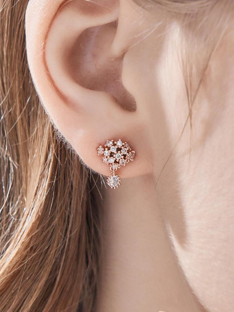 [ELLE Schmuck] 14K GF Feine Solitär-Zwei-Dorn-Ohrringe ELGPEE528