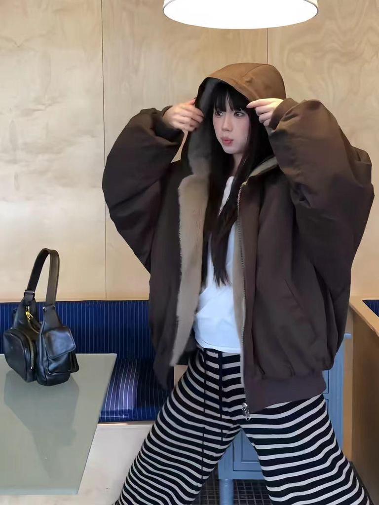 Women's 2025 Winter Double-Sided Velvet Snow Eagle Retro Cotton Parka Coat