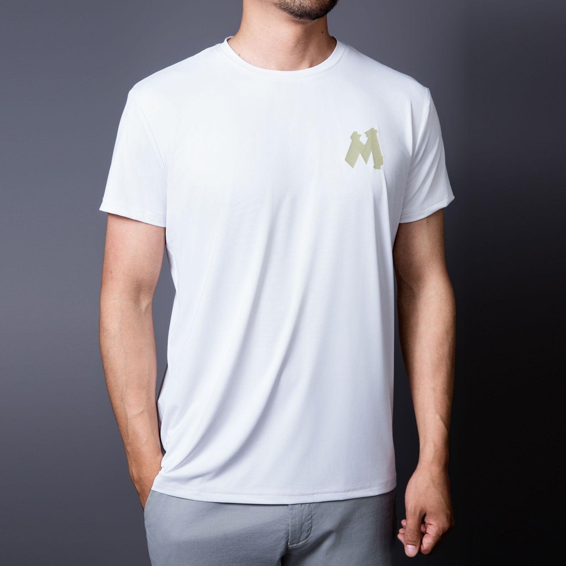 

TAHEFOTM Мужская эластичная фитнес-футболка для бега - Короткий рукав XL белый