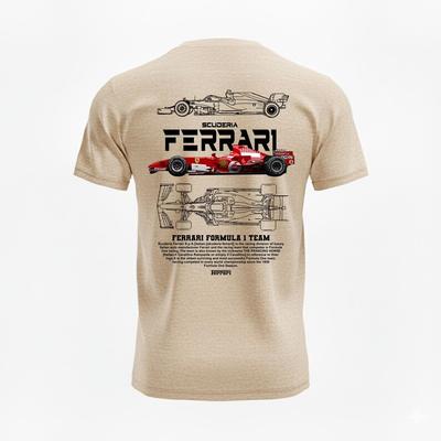 Scuderia Ferrari F1 Formula 1 Team Blueprint Graphic Oversized Streetwear Fan Merch T-Shirt Top for F1 & Ferrari Enthusiasts