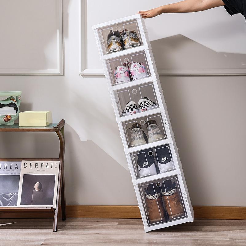 2/3/6 Layers Shoe Storage Box Foldable Sneaker Display Stand Plastic Drawer Transparent Shoe Cabinet Shoe Rack Shoe Organizer