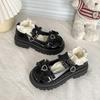 Fashion Shoes for Women 2025 New Summer High Quality PU Mary Jane Shoes Round Toe Medium Heel Bow Knot One-Word Buckle Women's Shoes