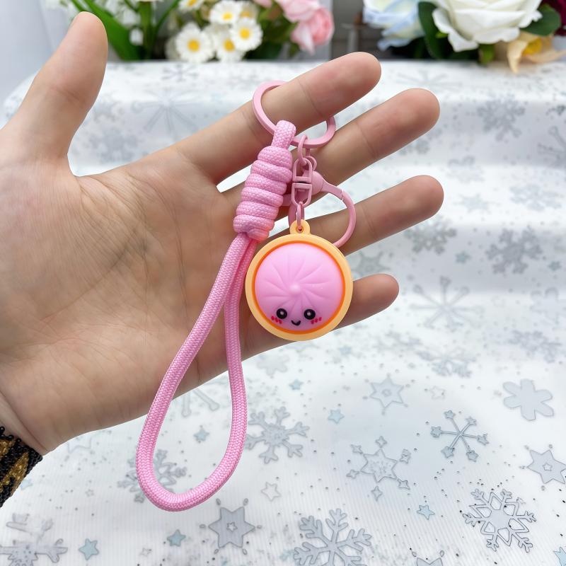 Cute Baozi Keychains 3Pcs Assorted Colors with Steamer Ideal for Gift Bags and Collectors 3pcs