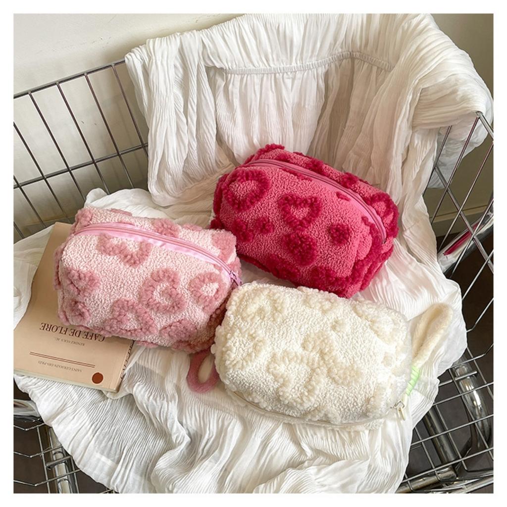 Jacquard Plush, Makeup Bag, Large Capacity, Storage Bag, Travel Storage Bag