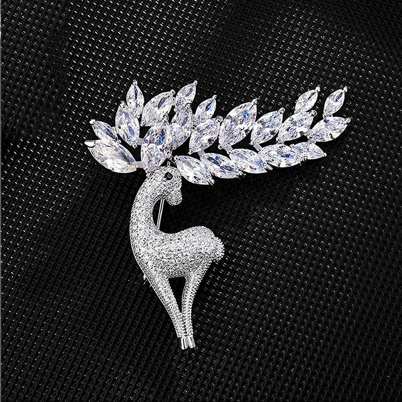 

Брошь Big Horn Deer Circon Brooch High-End Sika Deer Brooch Buckle Pin Clothing Accessories Brooch серебряный