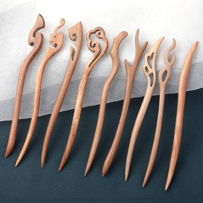 1Pcs Red Sandalwood Ancient Style Hair Clips Hair Accessories Chinese Style Hair Sticks Women New Vintage Wooden Hairpin