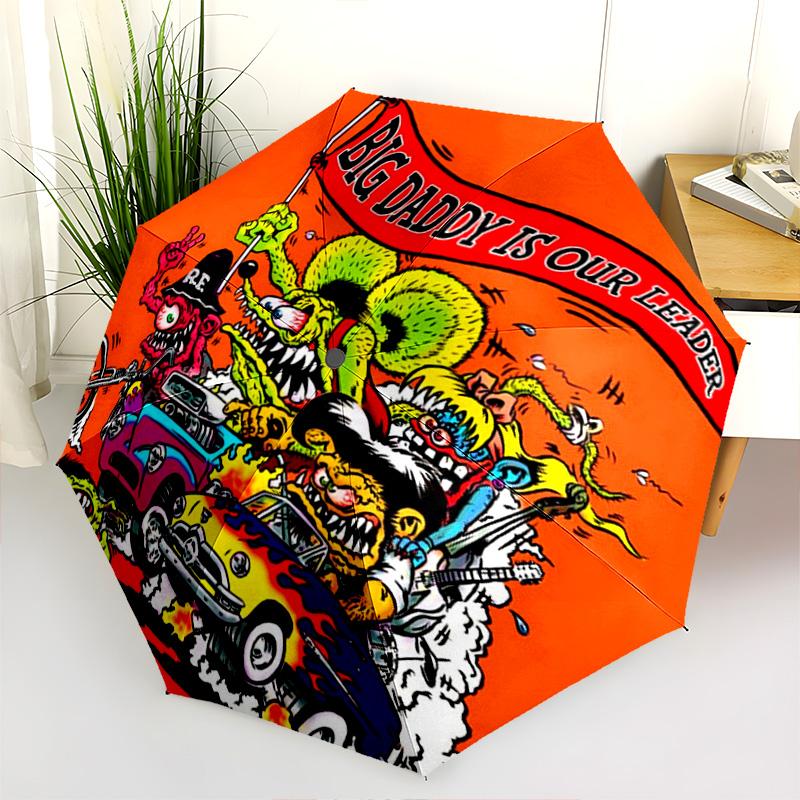 Rat Fink Boss Car Art Folding umbrella Suitable for all seasons durable Gift Umbrella Sun umbrella