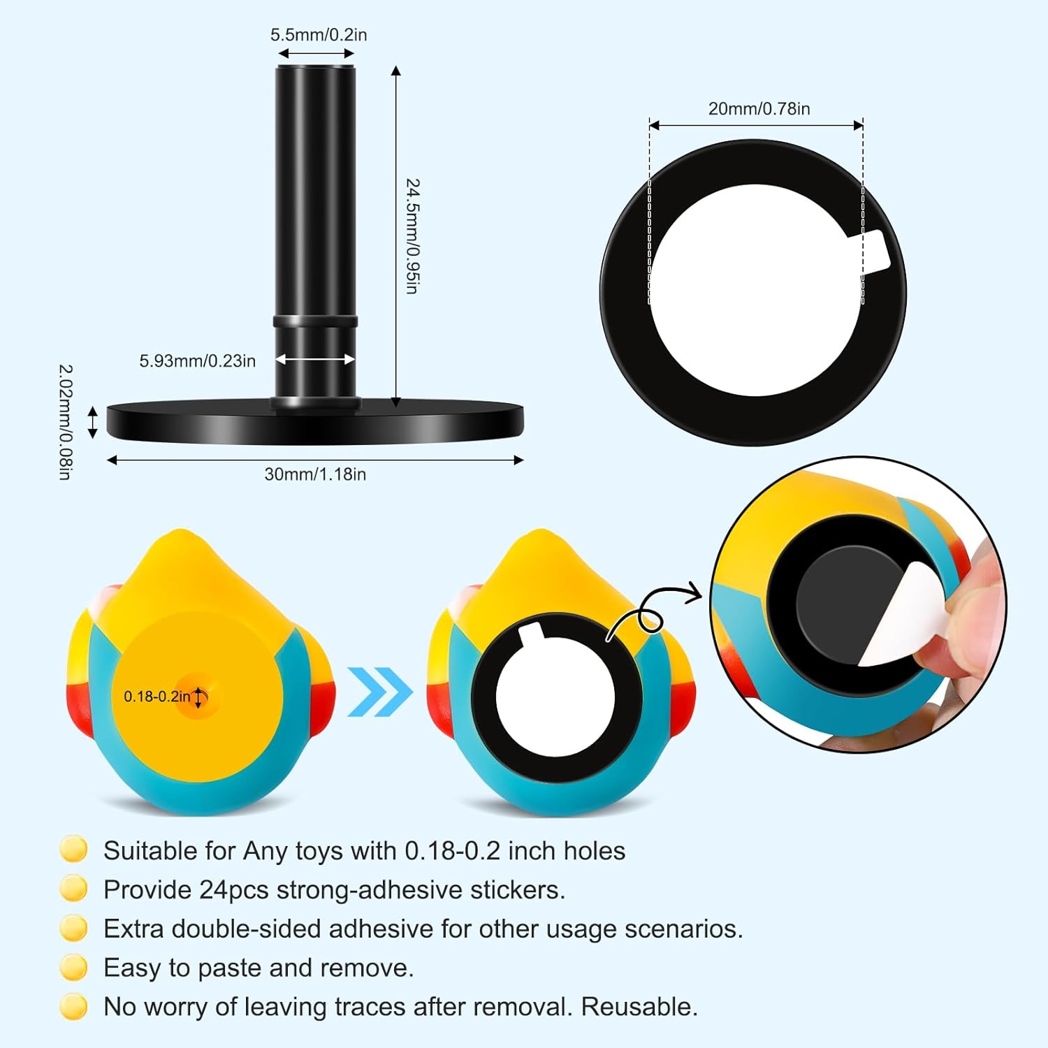 20 Pcs Duck Holder, Rubber Duck Plug Holders for Car Dash, Rubber Duck Mounts for Car Dashboard, Car Accessories for Duck, Birthday Gift for Off-Road 20