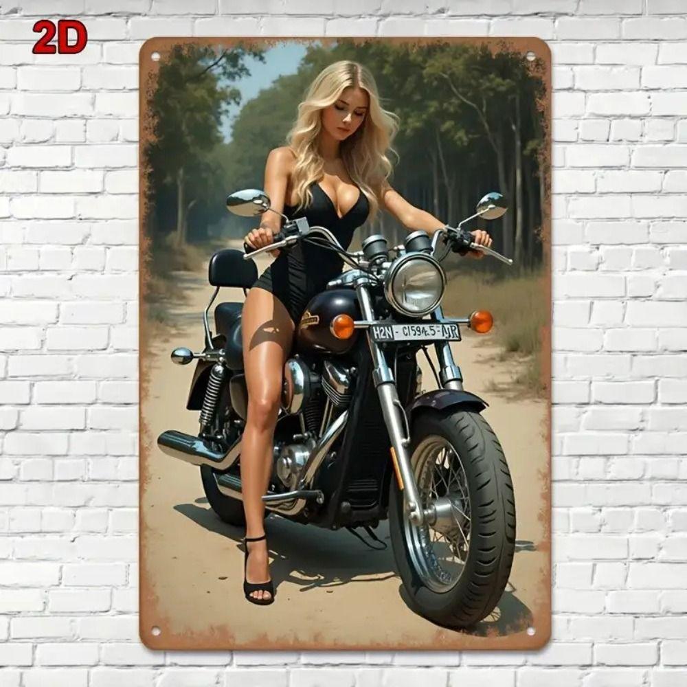 Vintage Motorcycle Metal Tin Sign Retro Biker Garage Wall Decor Industrial Style Art