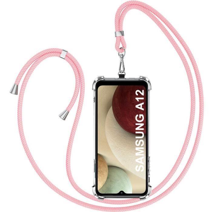 Case For Samsung A12 (6.5 ") Reinforced Corners Anti-Scratch Fine Protection + Pink Lanyard