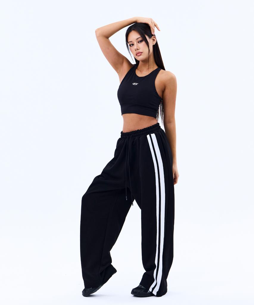 Mihag Ivy League Track Line Wide Pants (Black)
