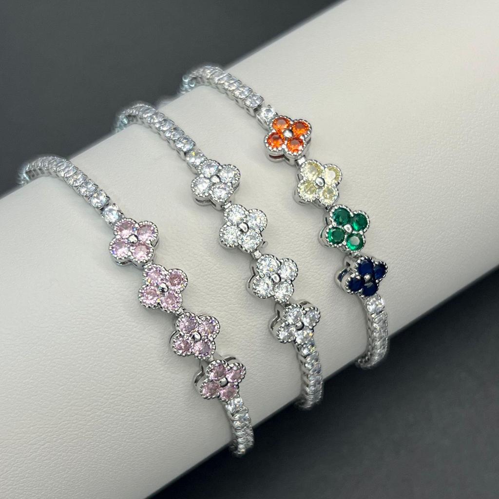 Fashion Zircon Four-Leaf Clover Tennis Bracelet - Luxury Hot Sale