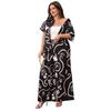 2025 New Plus Size Printed Loose Short Sleeve Cardigan & Wide Leg Pants Set for Women