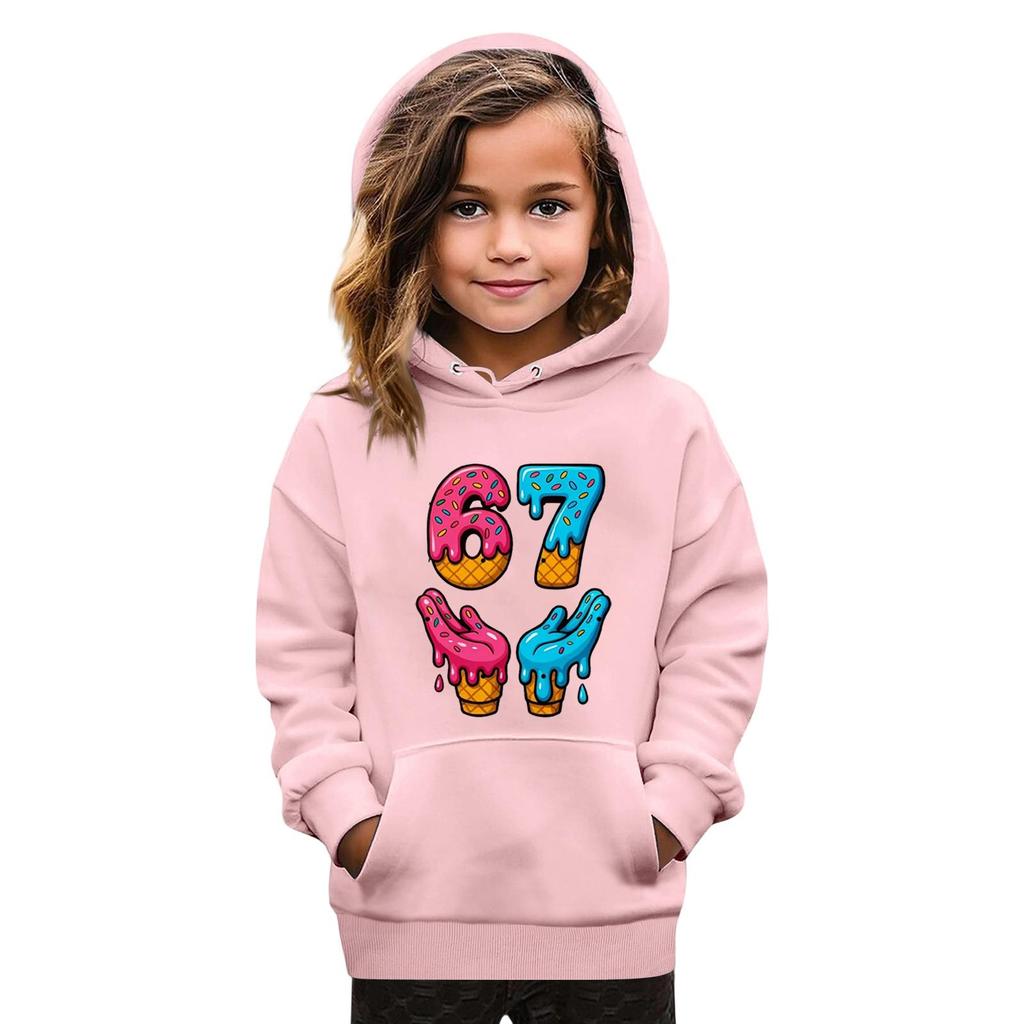 Kinder Mode Bedruckter Pullover Lässig Langarm Rundhals Kapuzenpullover Top