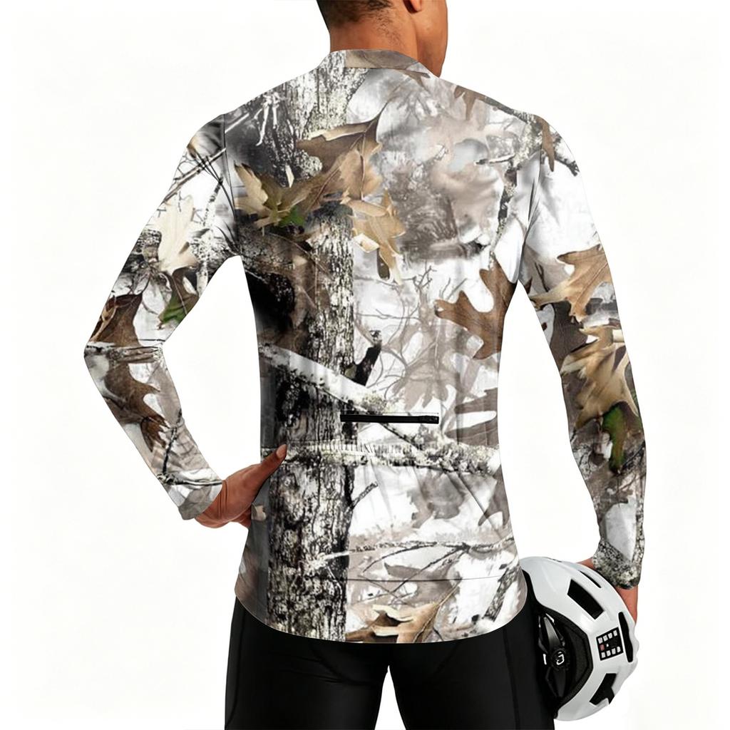 Men's Long Sleeve Cycling Jersey Breathable Quick Dry Half Zip Pullover Lightweight Athletic Shirt for Outdoor Sports