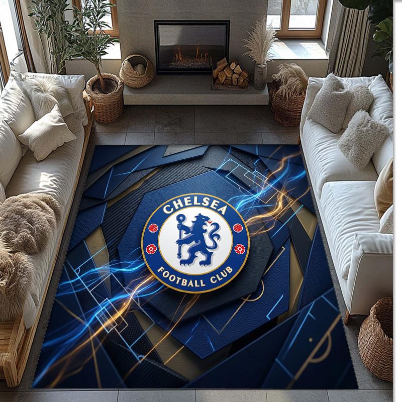Chelsea FC Printed Flannel Area Rug Non Slip Soft Polyester Floor Carpet Indoor Decor Mat for Bedroom Living Room Sofa Game Room Home Decoration