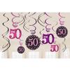 Pendants - 50 Years - Pink, Black and Purple - Metal - Pack of 12