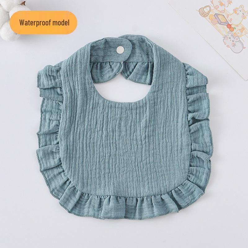 Ruffle Lace Waterproof Cotton Baby Bib (Seven-Layer Gauze)
