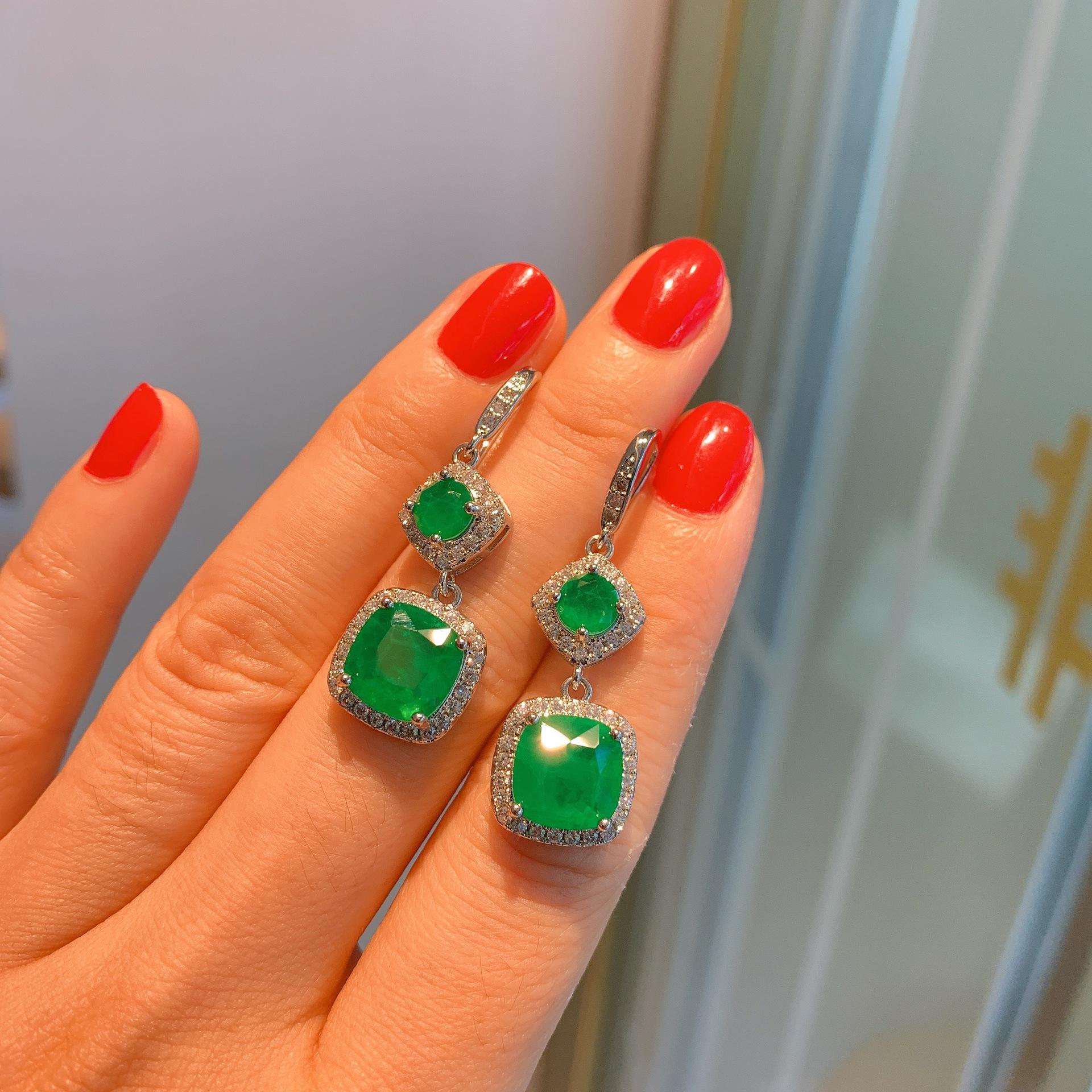 

Серьги бабушки Параиба Толстые квадратные серьги Мода