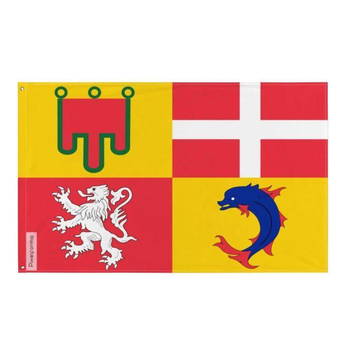 Drapeau - Auvergne-Rhône-Alpes - 90 X 150 Cm - Polyester - Impression Recto/verso - Œillets En Fer